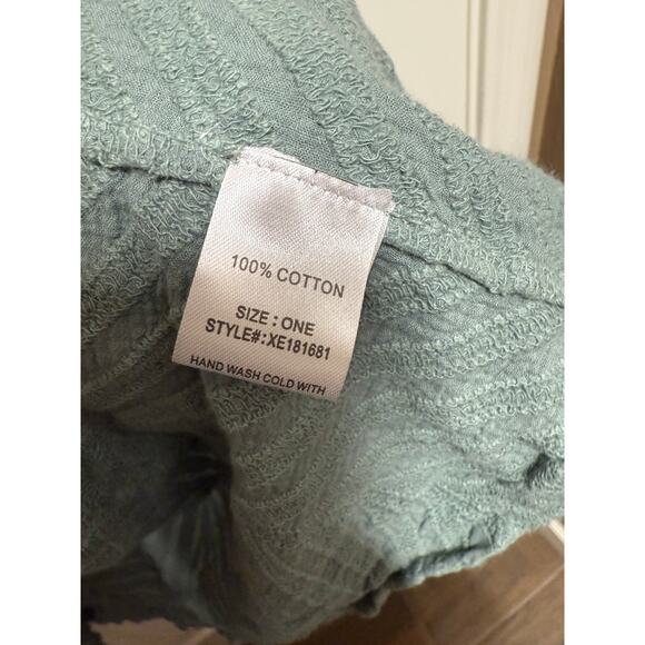 Woven Heart Sage Green Kimono Coverup textured embroidered One Size - Picture 3 of 7